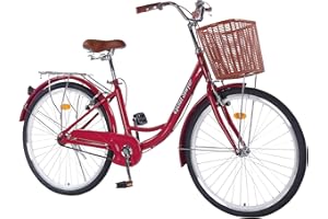 CYCLIST SAWYER Beach Cruiser Bike, 26 inch Adults Bicycle for Women Single Speed, Cruiser Bikes for Women with Basket & Steel Rack, Women's Bike for Commuting, City Bike for Adults