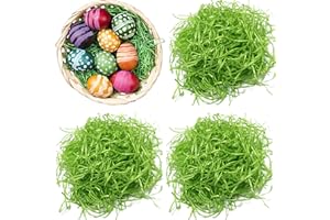 Hikkcos 1 LB Easter Green Grass Large Pack Green Raffia Grass Recyclable Shred Paper for Easter Gift Basket Filler Easter Party Decoration Wrapping Basket Filling