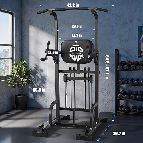 Sportsroyals Power Tower Pull Up Bar Station, 450LBS Stable Pull