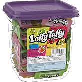 Laffy Taffy Assorted Mini Bars, Fruity Candy, Individually Wrapped, 145 Ct | Sour apple, cherry, strawberry, banana taffy, mini bars, individually wrapped, bulk tub, party, sharing