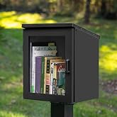 Ilyapa Library Box Outdoor, 13x11x17 Black - Little Outdoor Book Library | Steel, All Weather Material, HD Construction, For Neighborhood &amp; Community Book Sharing, Library Kit