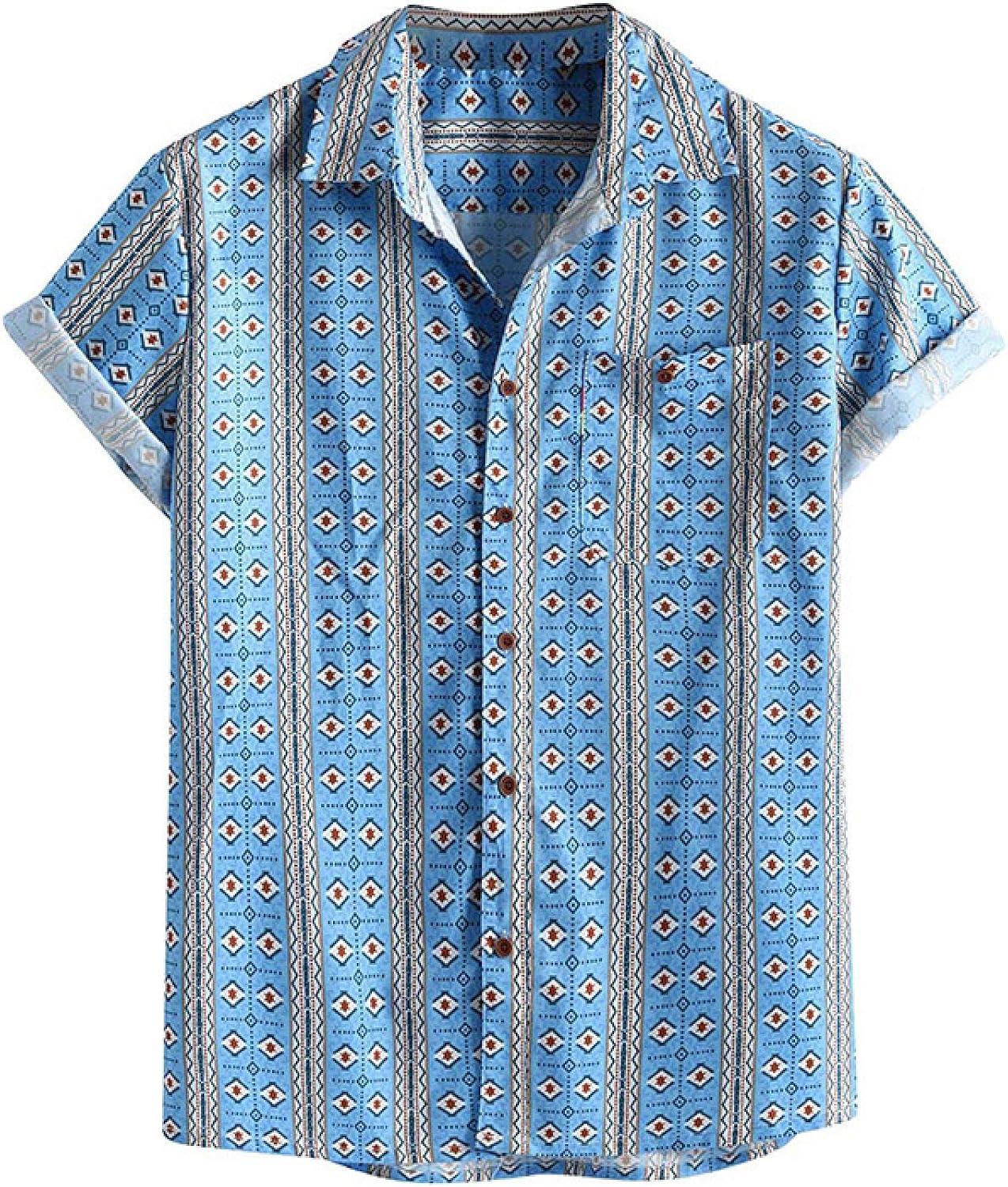 Mens Floral Printed Dress Shirts, Summer Plus Size Vintage Flower Casual Single Row Button