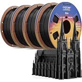 OVERTURE 4KG Bundle High Speed PLA Filament 1.75mm, 3D Printer Filament | Neatly Wound 4 Pack 1kg Spool (2.2lbs) Rapid PLA, Dimensional Accuracy +/- 0.02 mm, Fit Most FDM 3D Printers (Black*4)