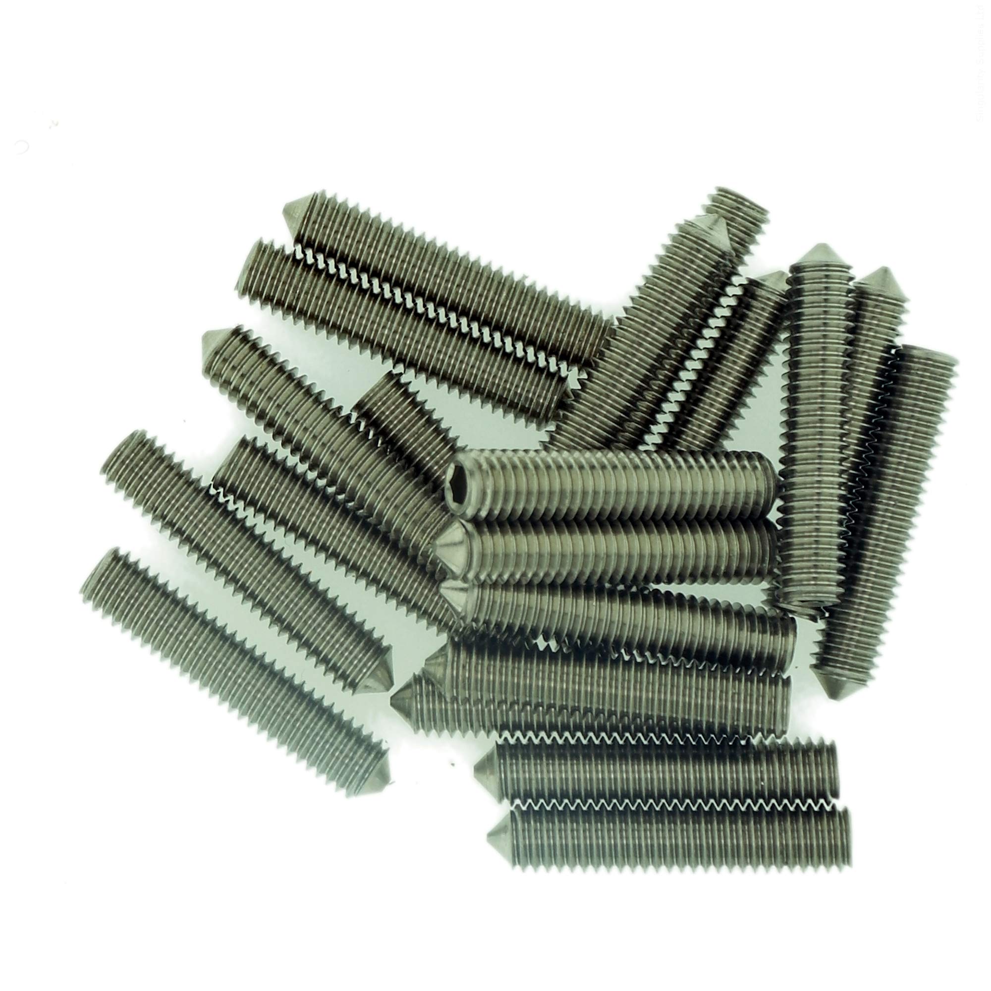 M8 (8mm x 30mm) Hex Socket Grub Screw (Cone Point) - Stainless Steel (A2) (Pack of 10)