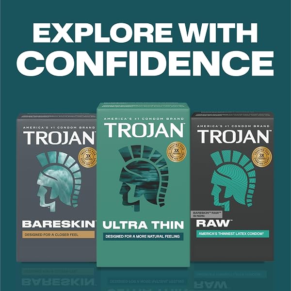 TROJAN ULTRA THIN LATEX LUBRICATED CONDOMS FOR MEN, THIN CONDOMS FOR A MORE NATURAL FEELING, PREMIUM LATEX TO HELP REDUCE RISK OF PREGNANCY AND SEXUALLY TRANSMITTED INFECTIONS (STIS), 36 COUNT