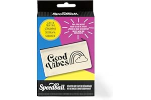 Speedball Screen Printing Starter Kit, Includes Flex Fabric Ink Ebony 4 oz, Canvas Pouch, Red‑Baron Squeegee, Pre‑Exposed Stencils, Design‑Library Access