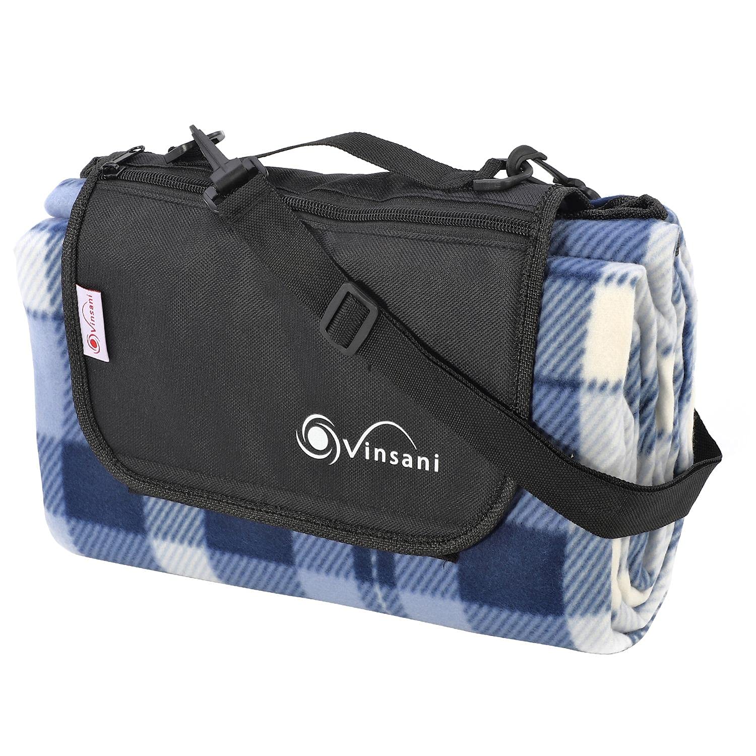 Vinsani Foldable Picnic Blanket 170 x 130 cm - Anti-Slip, Durable Waterproof & Sand Proof Outdoor Rug Mat for Camping, Beach, Hiking, Park & Garden, Easy to Carry, Machine Washable | Checkered