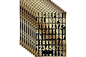 Zonon 8 Sheets Mailbox Numbers Sticker, Self-Adhesive Vinyl Letters Numbers Kit for Mailbox, Signs, Window, Door, Cars, Trucks, Home, Business, Address(1 Inch,Gold in Black)