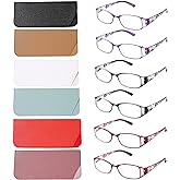 WALMXX 6 pairs Reading Glasses, Women Fashion and elegant anti-blue light HD resin old Reading Glasses
