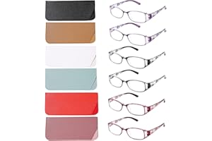 WALMXX 6 pairs Reading Glasses, Women Fashion and elegant anti-blue light HD resin old Reading Glasses