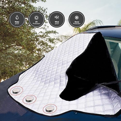 KEPLIN Car Windscreen Cover, Heavy Duty Ultra Thick Protective Car Windscreen Sun Shade - Protect From Snow Ice Frost Sun UV Dust Water Resistant for SUVs, Shade for Windscreen - All Year Round