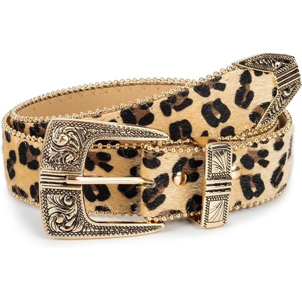 Blindery Women Leopard Belt for Jeans Rhinestone Gold Buckle  display picture 1