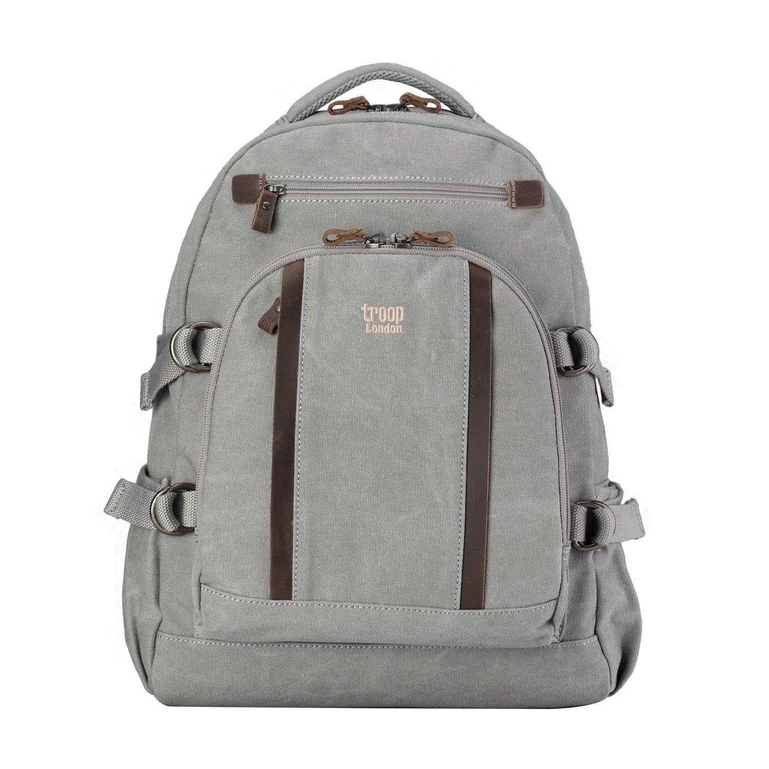TRP0257 Troop London Classic Canvas Laptop Backpack - Large - Ash Grey