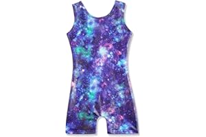 HOZIY Gymnastics Leotards for Girls with Shorts Toddlers Biketards Rainbow Unicorn Dinosaur Mermaid Leopard Flower Galaxy
