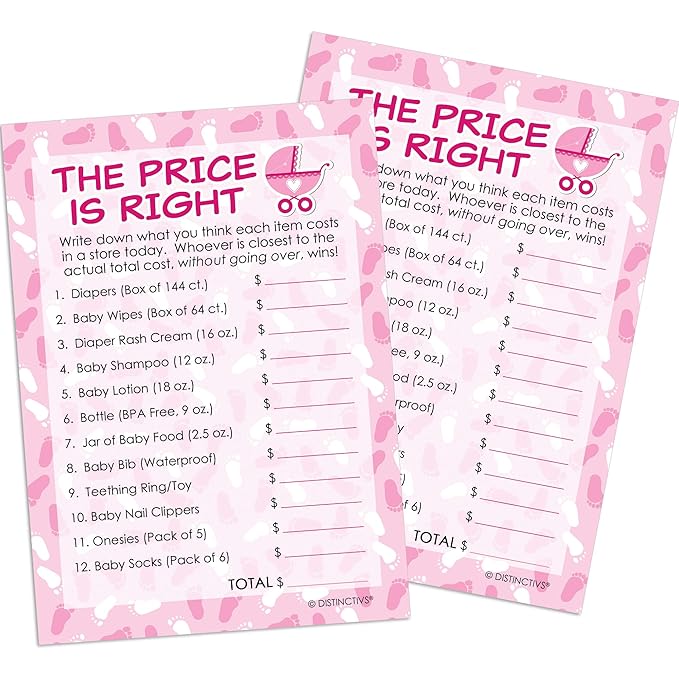 Amazon Com Distinctivs Pink Girl Baby Shower Game The Price Is