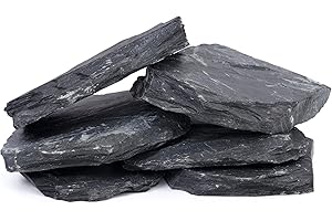 FISCAPE 6 Natural Aquarium Rocks 6" to 8" Perfect Rocks for Aquariums, Landscaping Model,Tank Decoration, Amphibian Enclosures-Slate Rocks