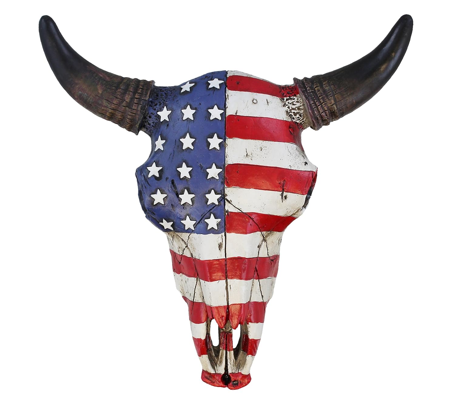 USA Flag Faux Steer Bull Cow Skull Wall Mount Head Rustic ...