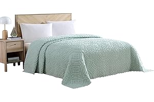 Beatrice Home Fashions Wedding Ring Chenille Bedspread, Queen, Blue