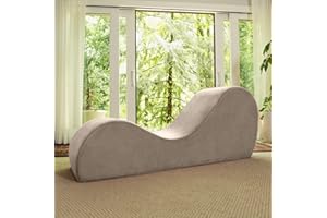 Avana Sleek Chaise Lounge for Yoga-Made in The USA-for Stretching, Relaxation, Exercise & More, 60D x 18W x 26H Inch, Beige
