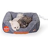 K&amp;H Heated Pet Bed, Thermo-Pet Lounge Sleeper Indoor, Safety Listed Medium | Removable Waterproof Cat Heating Pad, Bolstered Warm Calming Pillow Bed for Dogs &amp; Multiple or Large Cats, Machine Washable