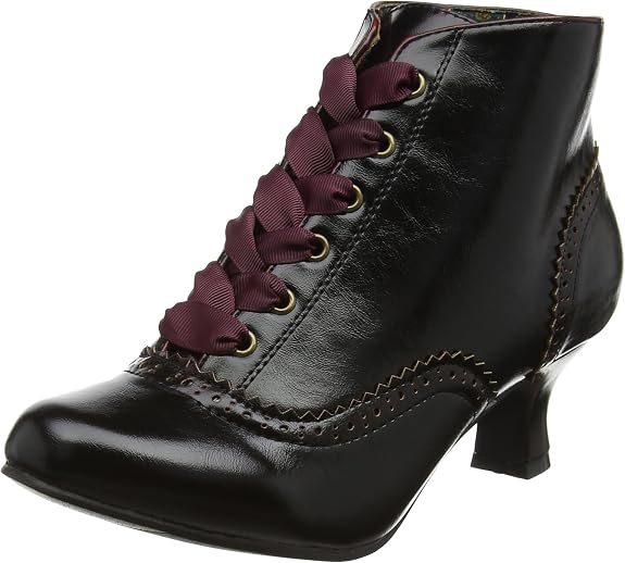 Joe Browns Couture Wanda Boots UK3-9 EU36-42 Black Check Red Velvet Laces main image 1