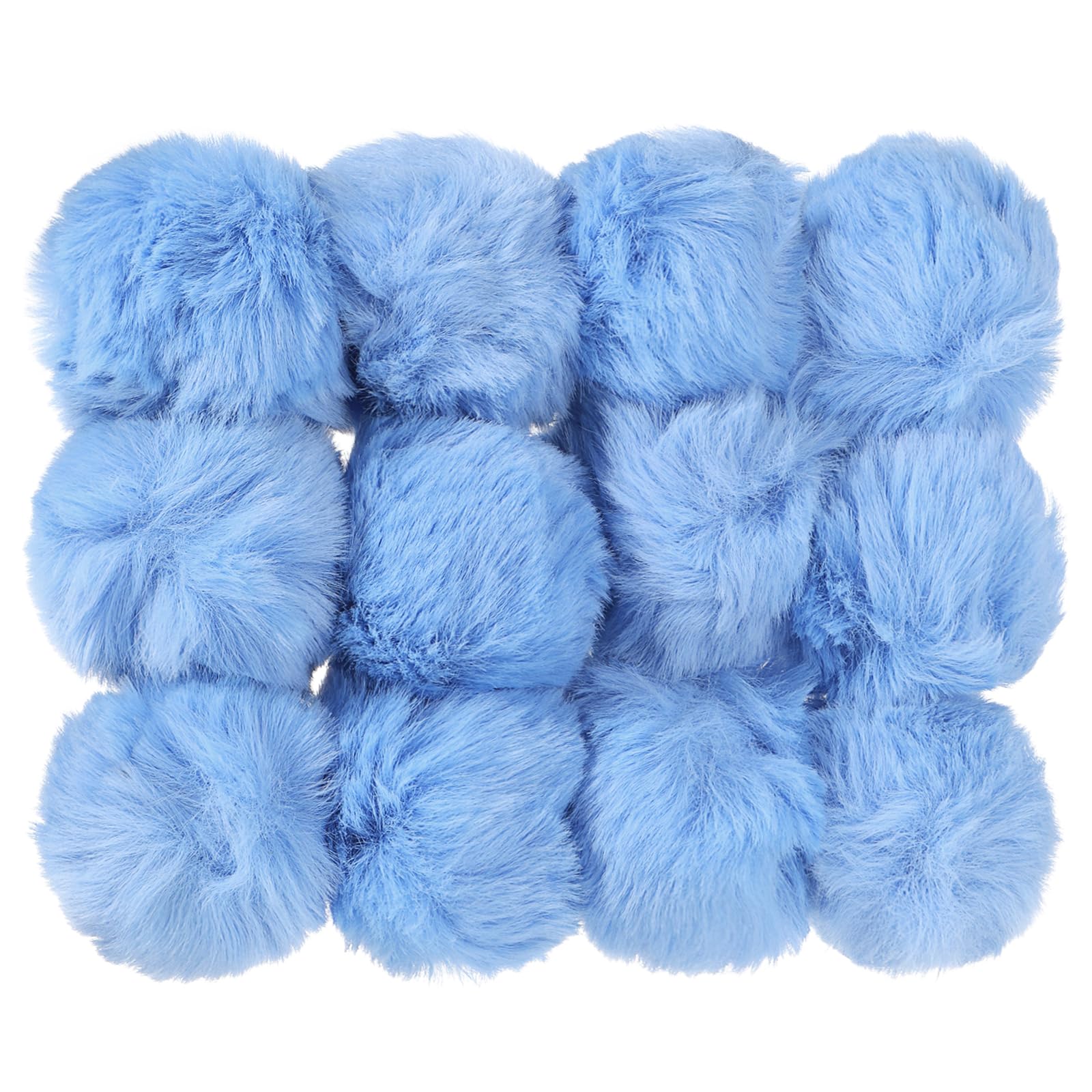PATIKIL Faux Fur Pom Poms for Hats, 12 Pcs Fluffy Soft Fur Poms Balls for Keychain Knitting Hats DIY Scarves Gloves Bag Christmas, Blue