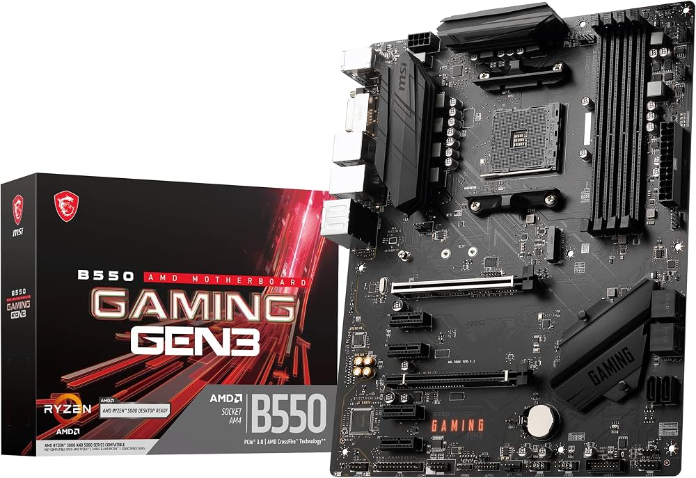 MSI B550 GAMING GEN3 Motherboard ATX AM4 Ryzen 5000 DDR4 Boost PCIe M.2