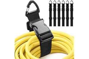 Wowangce 6 Pack 17 Inch Adjustable Extension Cord Holder Organizer with Triangle Clips for Garage Organization and Storage Heavy Duty Extension Cord Hanger for Men Workshop (Black)