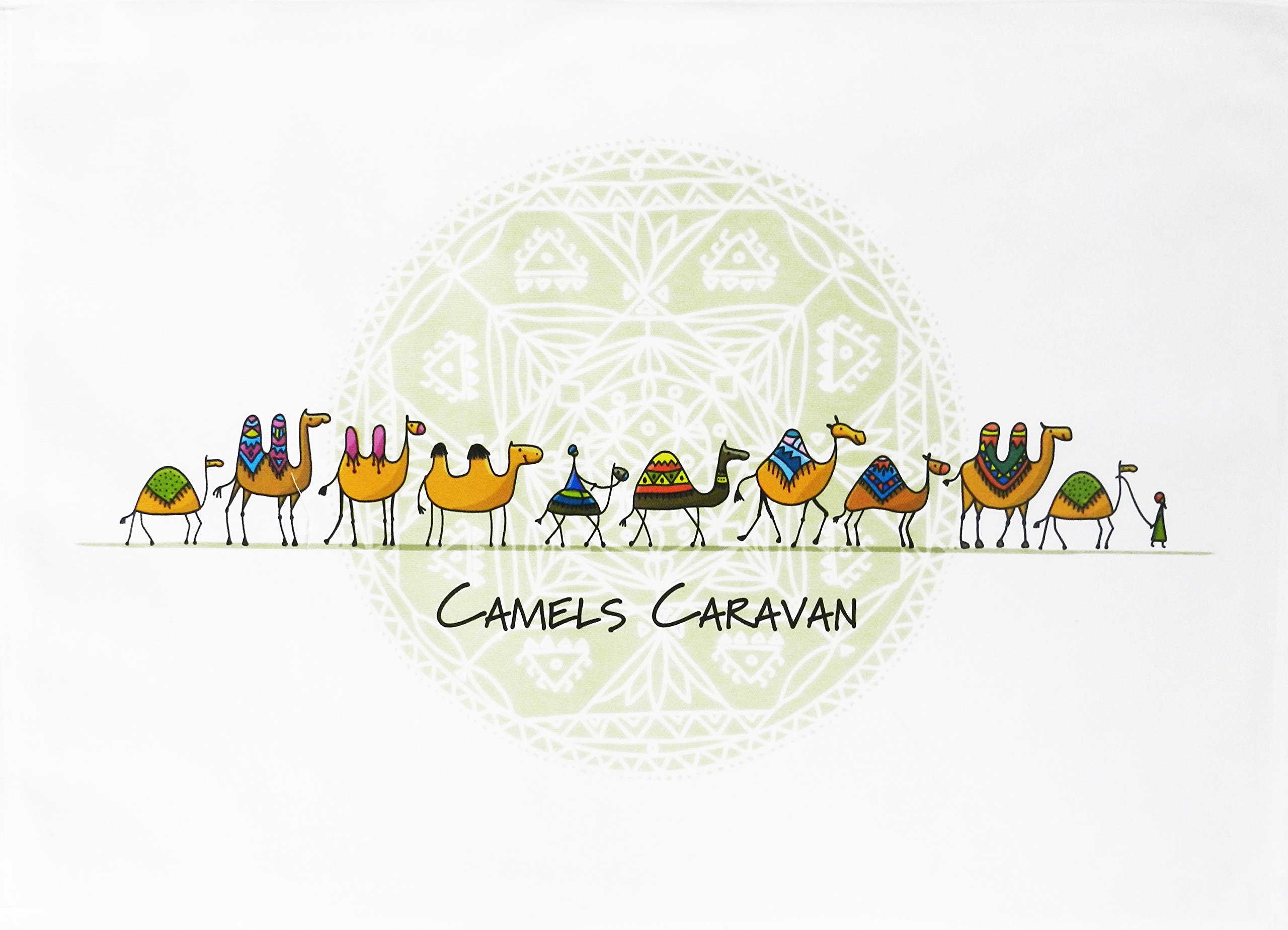 Half a Donkey Camels Caravan - Large Cotton Tea Towel