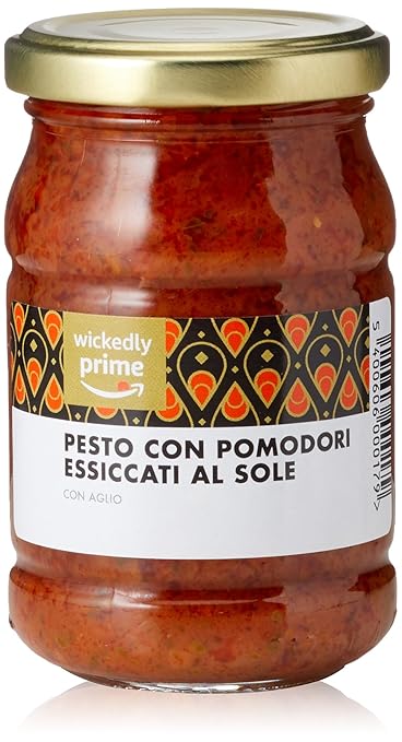 Amazon Marke - Wickedly Prime- Pesto mit sonnengetrockneten Tomaten und Knoblauch (6x190)