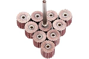 Dophee 10Pcs 240 Grit Flap Sanding Wheel Head Grinding Disc & 3mm Arbor for Rotary Tool, 10mm/0.39"