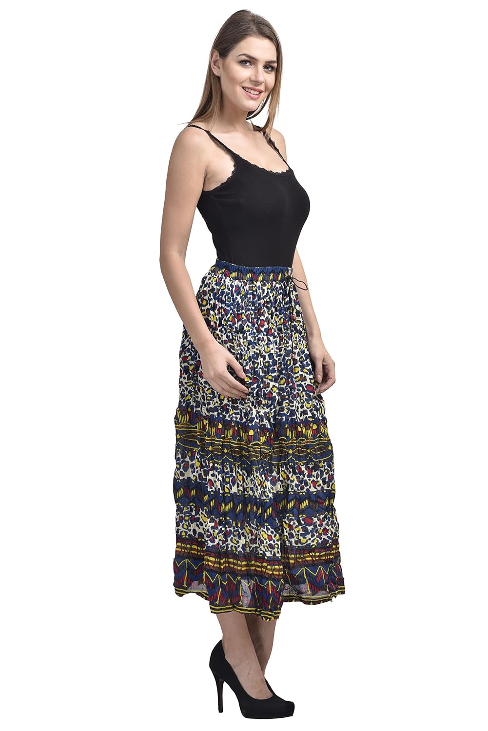 hazle avenue women's layered printed full length skirt