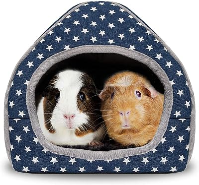 RANYPET Guinea Pig Bed Cave Cozy Hideout Large 26x26x28 cm Blue
