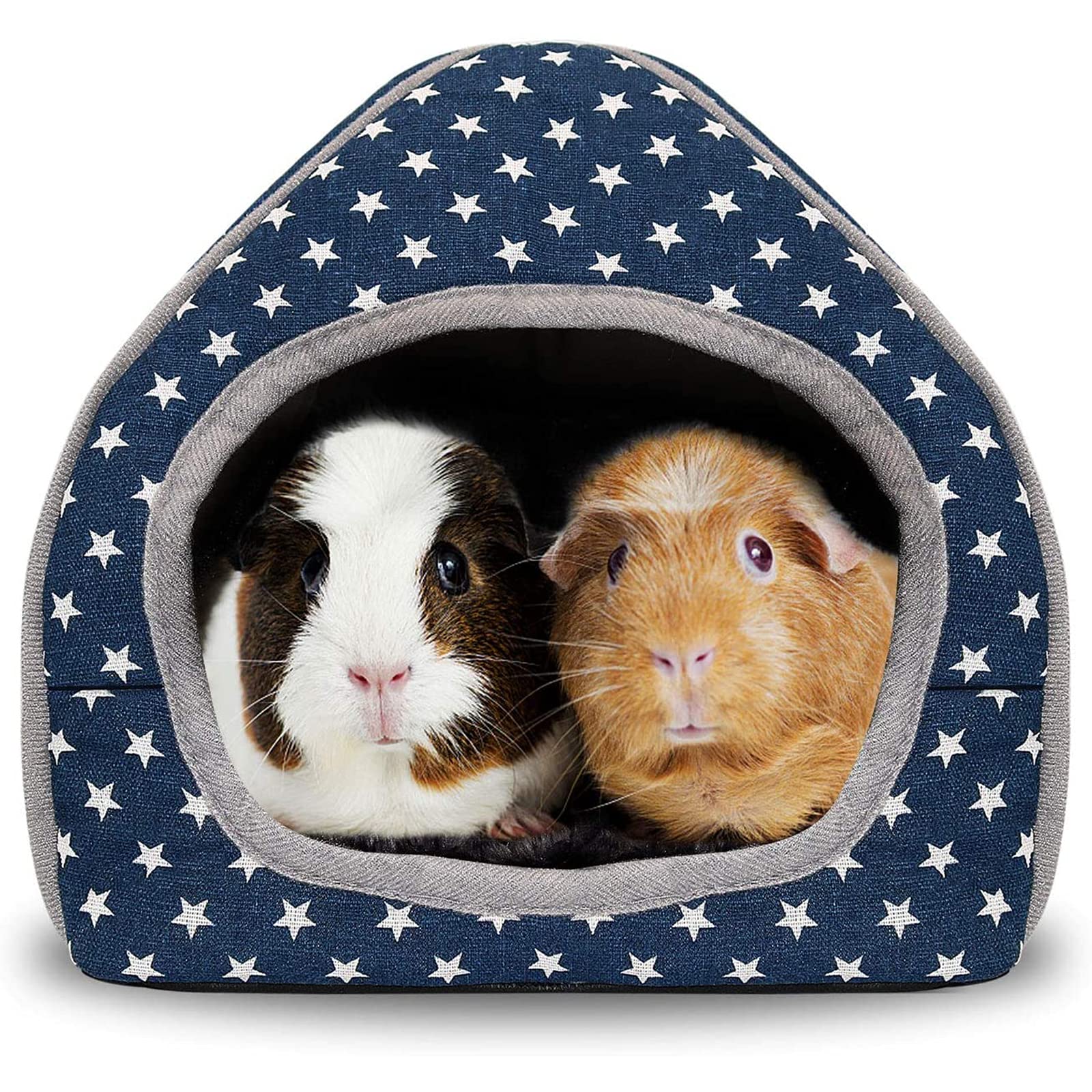 RANYPET Guinea Pig Bed, Cave Cozy Hamster House Large Hideout for Guinea pig Ferret Hedgehog Chinchilla Bearded Dragon Winter Nest Hamster Accessories Blue