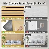 TONOR 8 Pack Large Acoustic Panels 120x60cm Self-Adhesive White view 3