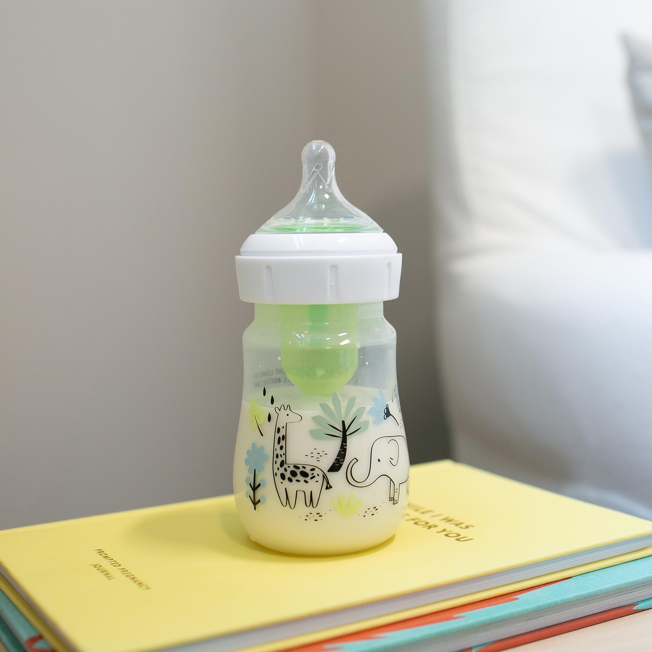 Dr. Brown’s Natural Flow® Anti-Colic Options+™ Wide-Neck Baby Bottle Designer Edition Bottles, Jungle Decos, 5 oz/150 mL, Level 1 Nipple, 2-Pack, 0m+