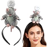 Leziazany Mouse Chef Headband Rat Plush Toy Headband Hair Clip Cosplay Props Rat Headwear for Christmas Halloween Party