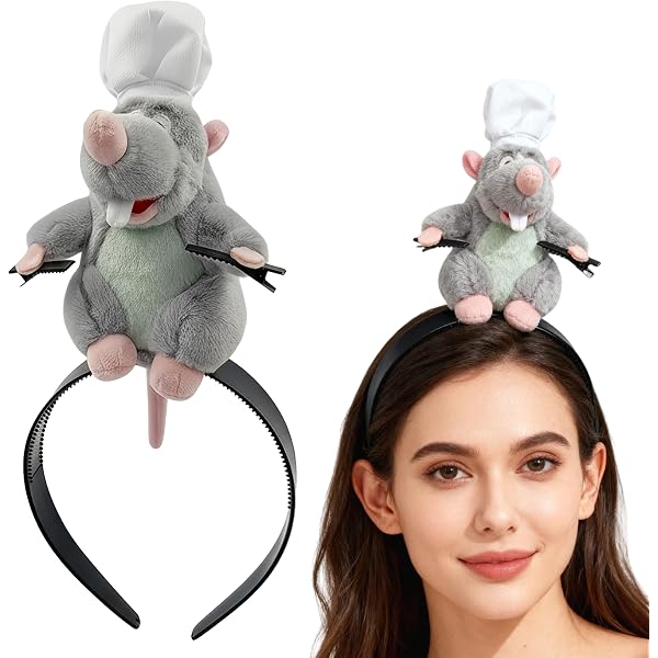 Rat Headband Clip Plush Mouse Ears Costume Prop Funny Adults PP Cotton Amazon.com: Beeadore Rat Headband Clip Grabs Hair Rat Plush  main image 3