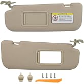 Sun Visor Pair Compatible with Hyundai Elantra 2011-2016 (Not for GT Model) | Beige Color Left Driver &amp; Right Passenger Side Sunvisor Replacement Kit with Clips &amp; Screws Manual, Replaces# 85210-3X040-TX