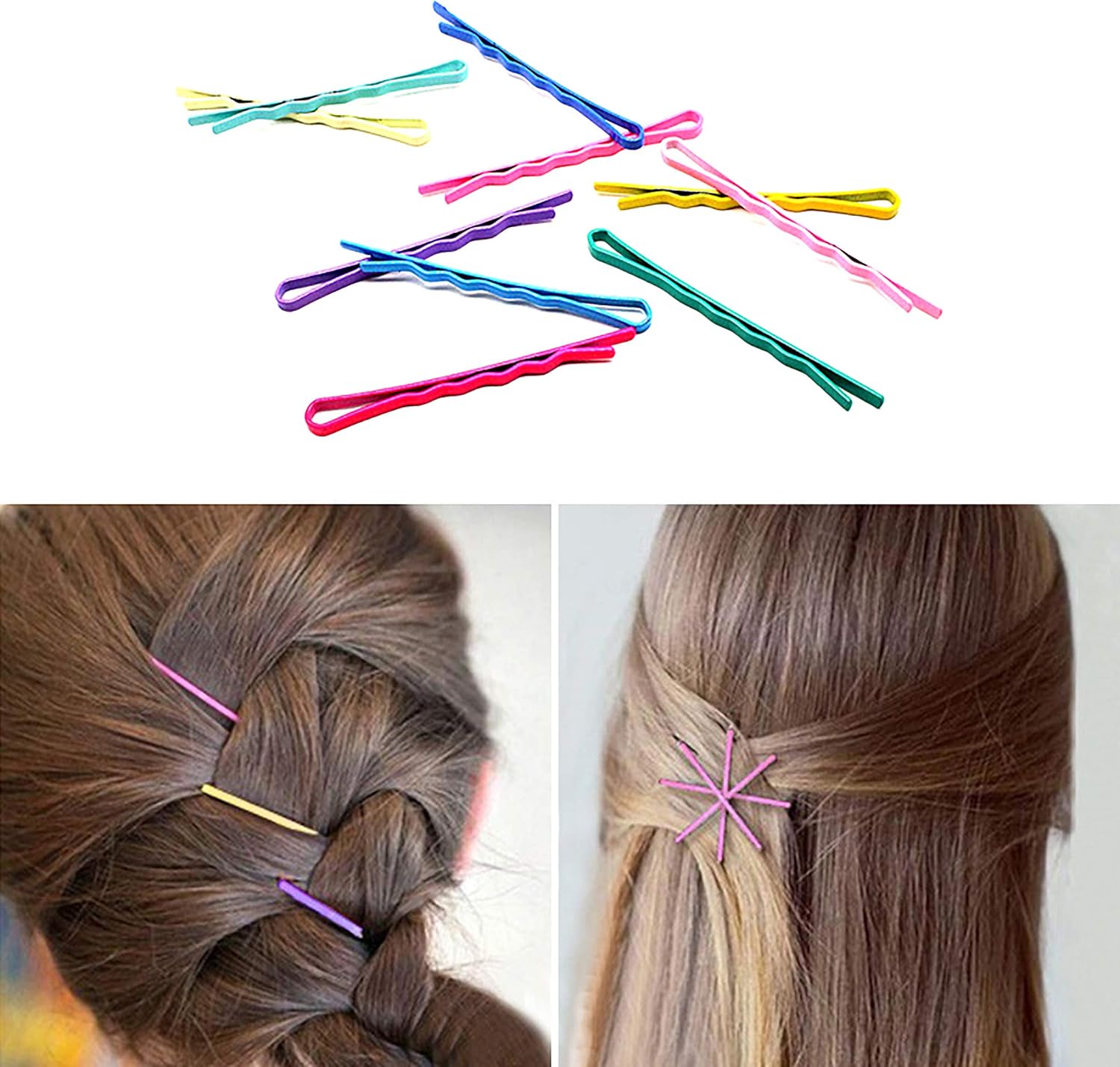 Bobby Pins 100 Pcs Colorful Rainbow Colored Hair Pins Weave Slide Straight Slide Hair Clips Metal Painted Durable Hair Barrette - Image 4