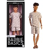 Barbie Basics Model Collector Ken Doll | Brunette Boy Fashion Doll Wearing Matching Shirt &amp; Shorts, Features Universal-fit Fashions &amp; Posable Body, Ages 3+