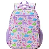RHCPFOVR Kids Backpack for Girls - Girls Backpack 3-8 Ages Dinosaur for Kids 15 Inch School Bookbag for Kindergarten Elementary School Bookbag for Girl 1st 2nd Grade