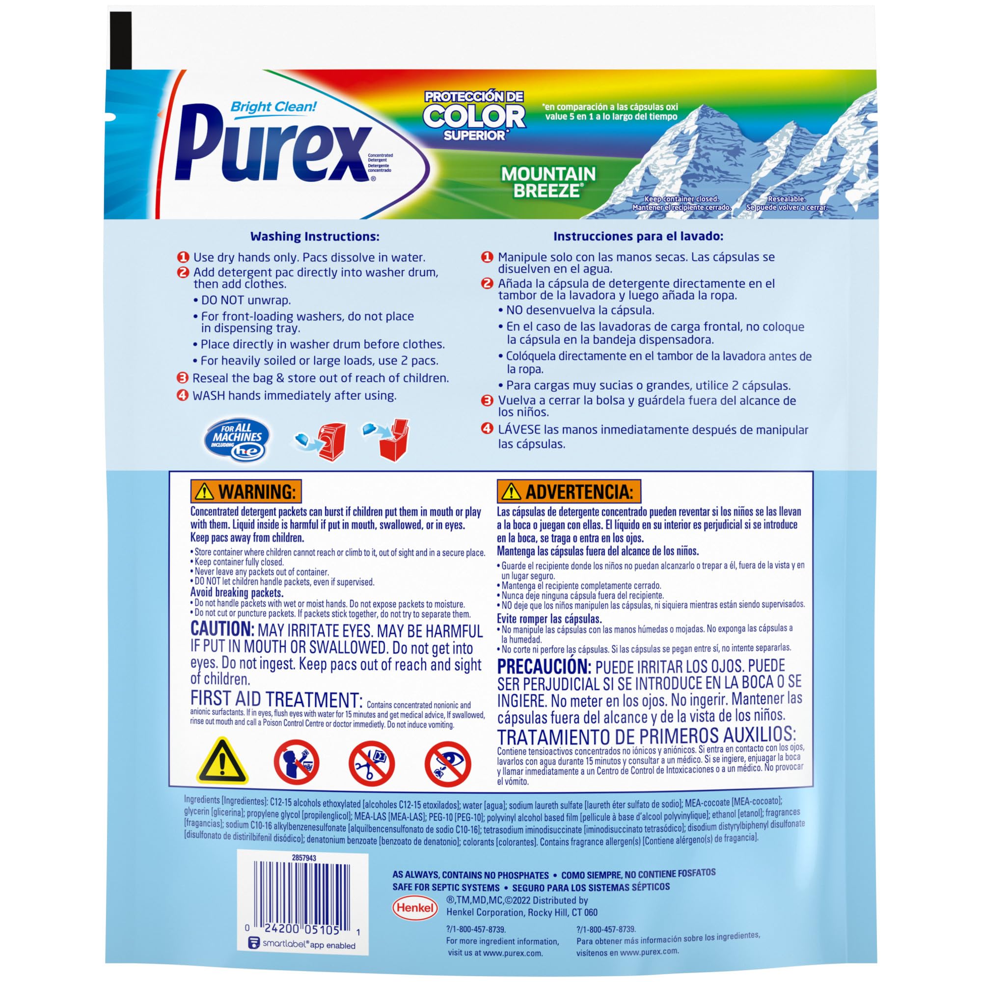 Purex 4-in-1 Laundry Detergent Pacs, Mountain Breeze, 70 Count