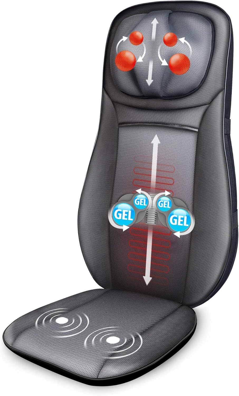 Snailax Gel Shiatsu Neck & Back Massager Gel Massage Nodes, Full Back