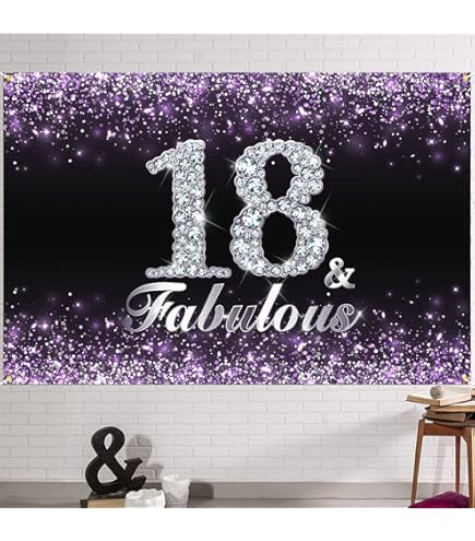 Happy 30th Birthday Backdrop Banner Purple Theme Background With Shiny Diamond Noble Elegant Birthday Party Photo Photography Prop Booth Background For Men Women Celebration 70.8x47.2in-BECKTEN