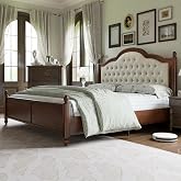 VanAcc King Size Solid Wood Bed Frame with Upholstered Headboard, Walnut | Solid Wood Construction, Luxury Platform Design, Upholstered Headboard, Wood Slat Support, No Box Spring Needed