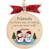 Friends Christmas Ornament 2025 – Wooden Friendship Ornament for Women, Best Friend, Coworker, Soul Sister – Christmas Tree Hanging Decor for Friends – Emotional Keepsake Gift (B75)