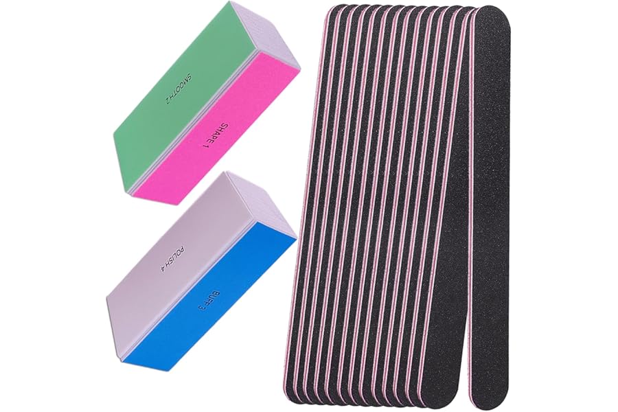 Nail File and Buffer Set, 4 Way Nail Buffers Shine Kit Professional Nail Files for Natural Nails Manicure Filer Filing Polishing Buff Nail Care Smoother Buffing Fingernail 100/120/240/600/3000 Grit