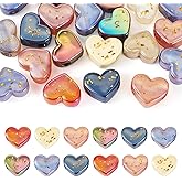 KISSITTY 20 Pcs Acrylic European Beads Acrylic Heart Beads Cute Heart Charms Gold Foil Love Large Hole Bead Plastic Loose Bead for Jewelry Making Bracelet Necklace DIY Art Earring Craft Supplies