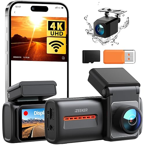 iZEEKER 4K Dash Cam Front and Rear, WiFi 6 Dashcam with FREE 32GB Card, 4K+1080P Dual Dash Camera, 2.99" IPS Display, APP Control, Night Vision, G-Sensor, Loop Recording, 24H Parking Mode Supports